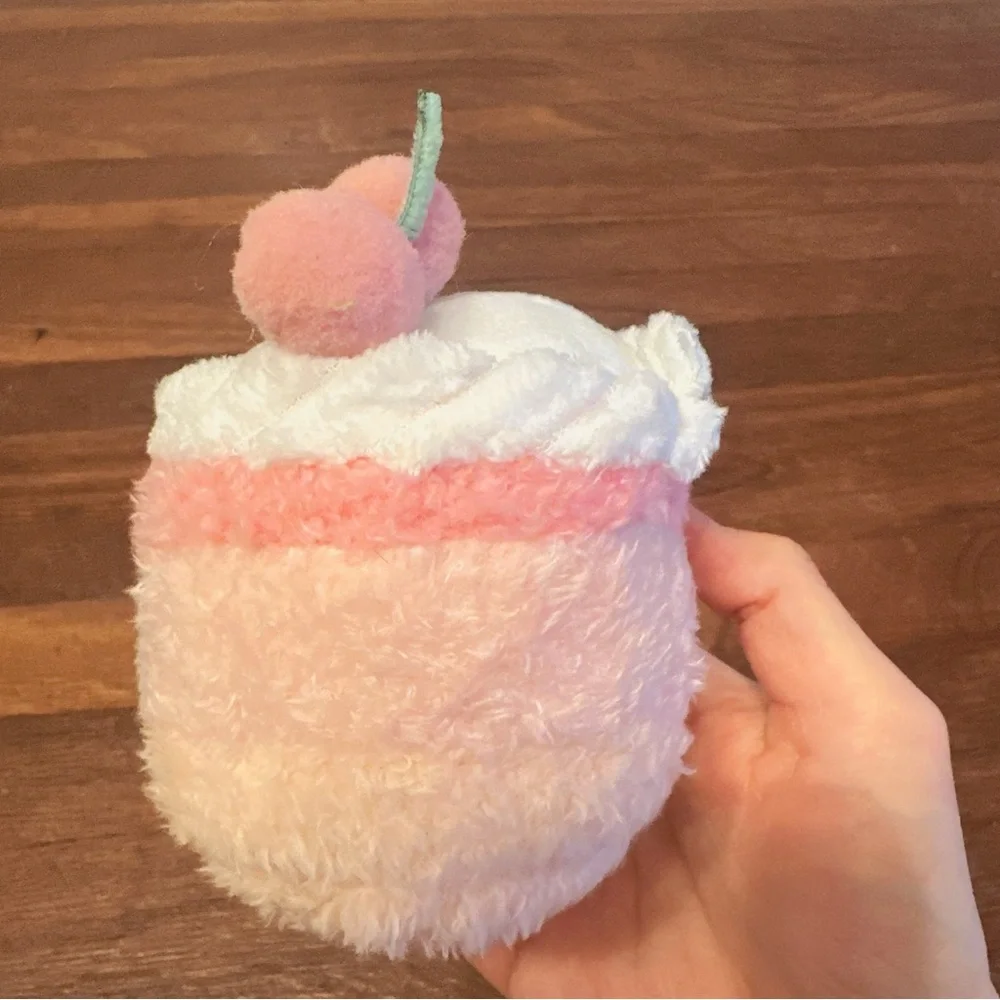 Pink Cherry Cake Plush Keychain Kawaii Cute Bag Charm Soft Mini Plush New